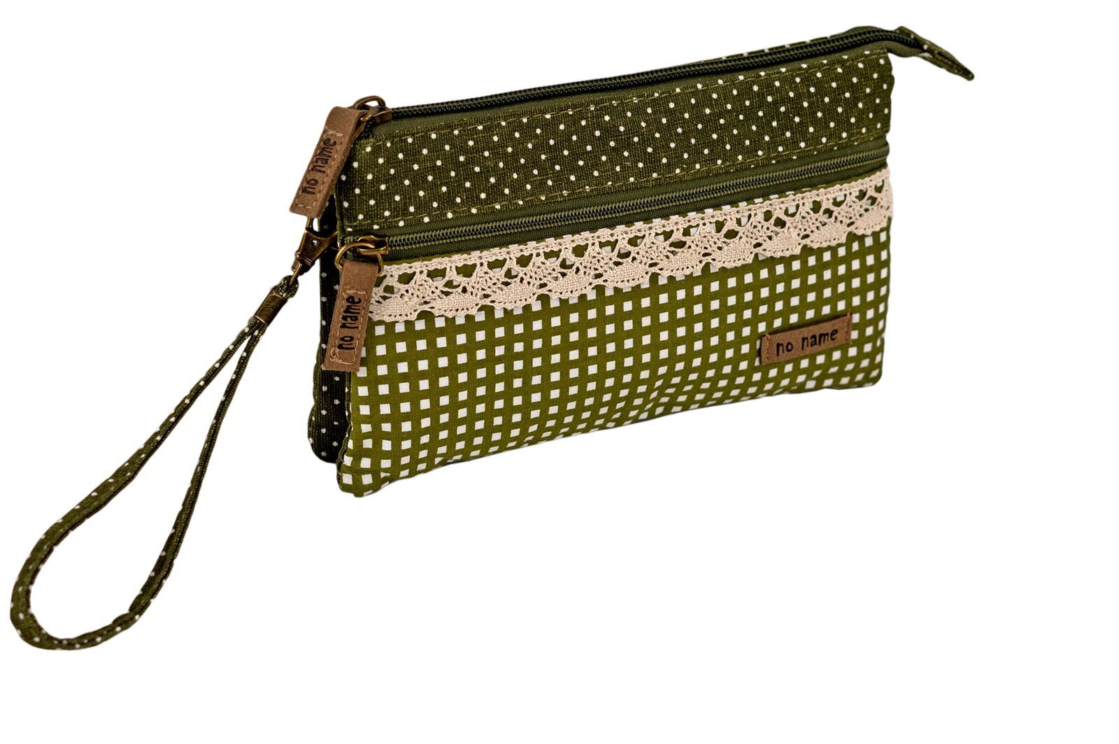 60610023-315 Patchwork Täschchen Karo oliv 315