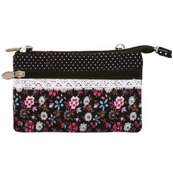 Patchwork Multifunktions-Tasche 077 black pink