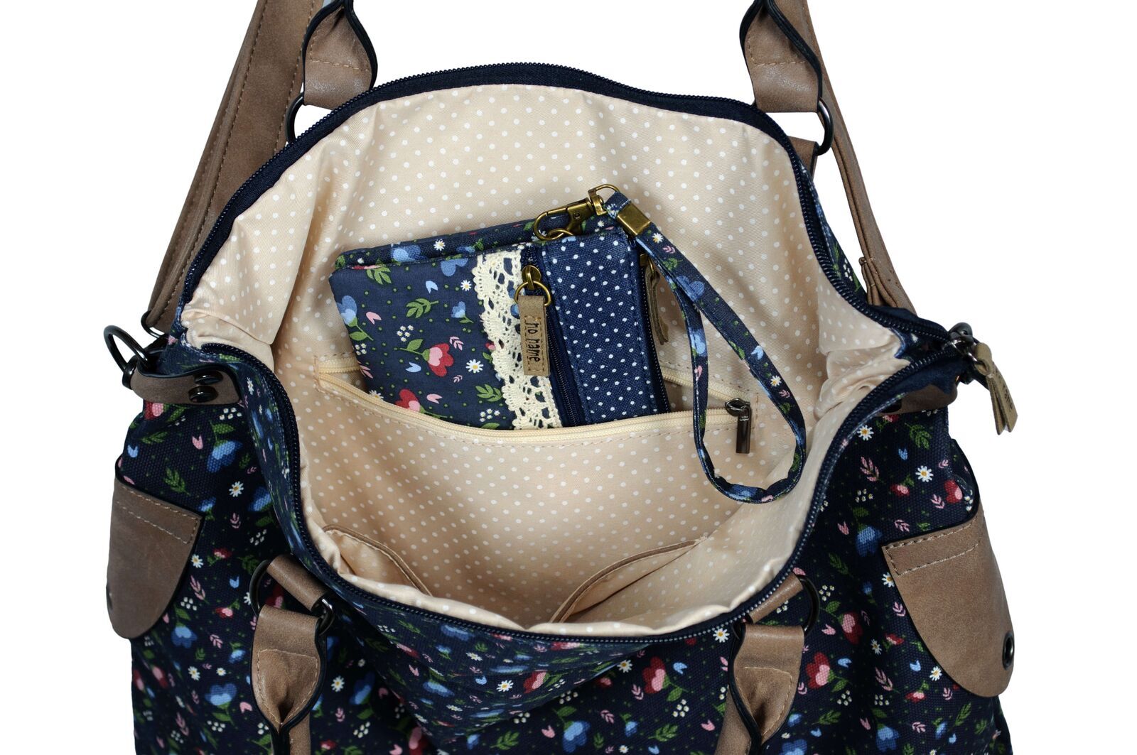 60610033-201_dekoriert_innen Shopping Bag Pünktchen navy