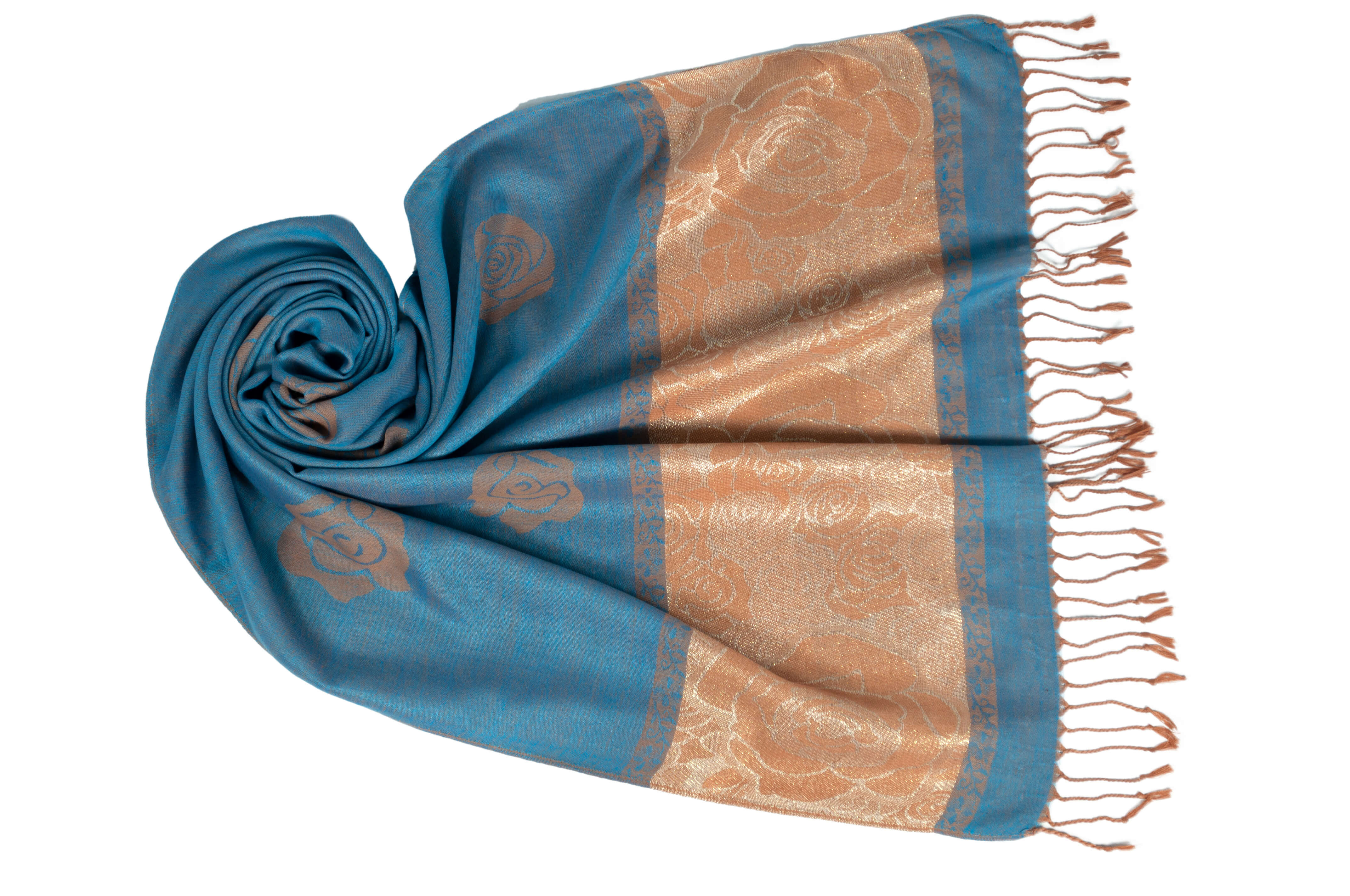 60550006-205 Jacquard Schal Emine lagune 205